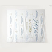 First Communion banner backdrop blue and gold Wandteppich (Vorderseite (Horizontal))