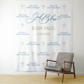 First Communion banner backdrop blue and gold Wandteppich (Beispiel)