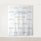First Communion banner backdrop blue and gold Wandteppich (Vorderseite)