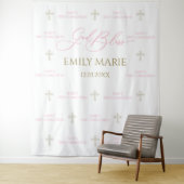 First Communion banner backdrop pink and gold Wandteppich (Beispiel)