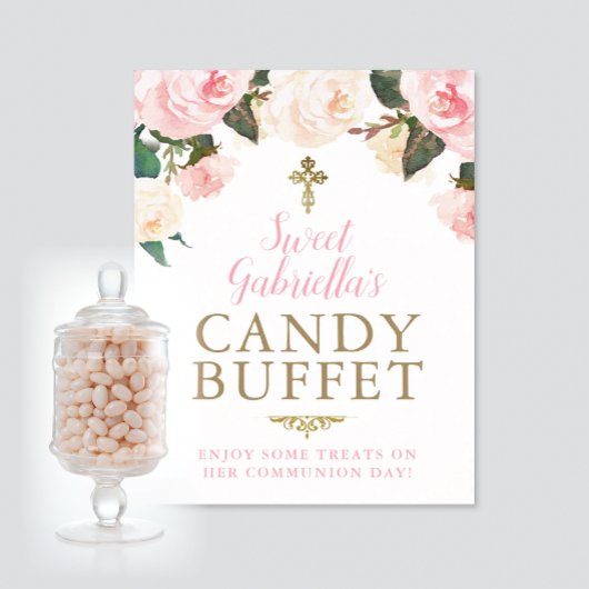 First Communion & Baptism CANDY BUFFET PINK Poster