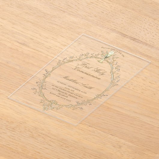 first communion beige frame acryleinladungen (Ablage )