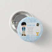 First Communion Black Hair Boy Danke Button (Vorne & Hinten)