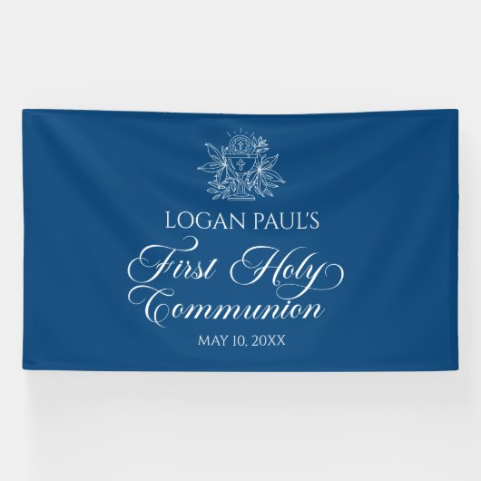 First Communion Blue banner backdrop (Horizontal)