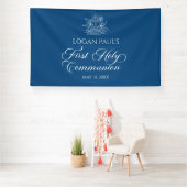First Communion Blue banner backdrop (Insitu)