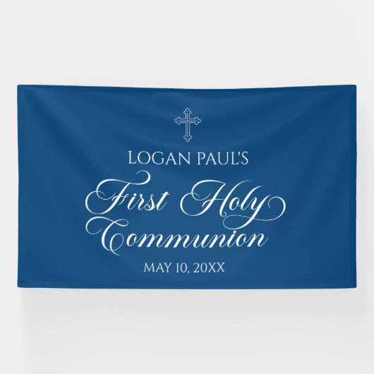 First Communion Blue banner backdrop (Horizontal)