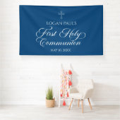 First Communion Blue banner backdrop (Insitu)