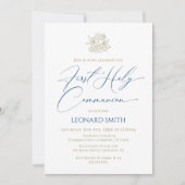 First Communion blue Invitation Einladung (Vorderseite)