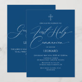 First Communion Blue Invitation Einladung (Vorne/Hinten)