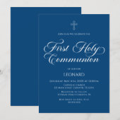 First Communion Blue Invitation Einladung (Vorne/Hinten)