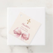 First Communion blush pink bow ivory cross DIY Geschenkanhänger (Beispiel)