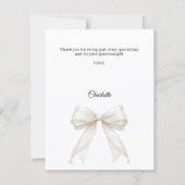 First Communion bow white ivory pearls Dankeskarte (Rückseite)