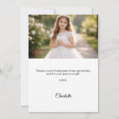 First Communion bow white ivory pearls photo Dankeskarte (Rückseite)