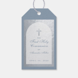 First Communion Boy Dusty Blue Imitats Silver Arch Geschenkanhänger