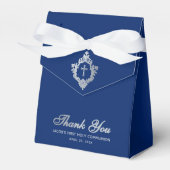 First Communion Boy Royal Blue Imitats Silver Wapp Geschenkschachtel (Vorderseite)