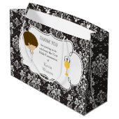 First Communion Brünett Boy Black Damask Große Geschenktüte (Rückseite Schrägansicht)