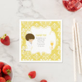 First Communion Brünett Boy Gold Damask Serviette (Beispiel)