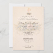 First Communion Chalice Host  Floral  Einladung (Vorderseite)