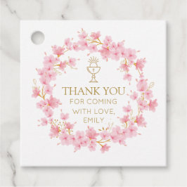 First Communion Cherry Blossom floral Favor Tags  Geschenkanhänger