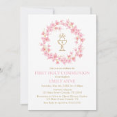First Communion Cherry Blossom floral Invitation  Einladung (Vorderseite)