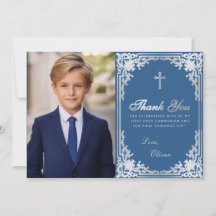 First Communion Classic Blue Boy Foto Vintag