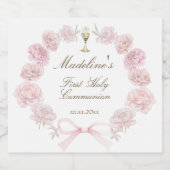first communion delicate peonies frame schaumweinetikett (Einzelnes Label)