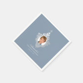 First Communion Dusty Blue Elegant Boy Foto Serviette (Ecke)
