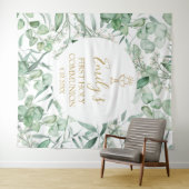 First Communion Eucalyptus greenery backdrop banne Wandteppich (Beispiel (Horizontal))