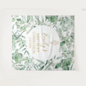 First Communion Eucalyptus greenery backdrop banne Wandteppich (Vorderseite (Horizontal))