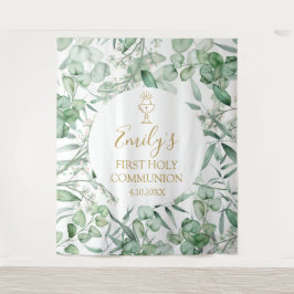First Communion Eucalyptus greenery backdrop banne Wandteppich