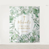 First Communion Eucalyptus greenery backdrop Wandteppich (Vorderseite)