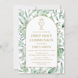 First Communion Eucalyptus leaves Invitation Einladung