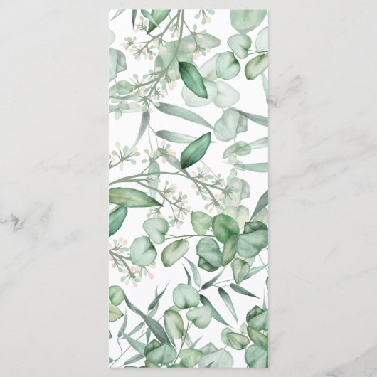 First Communion Eucalyptus leaves Menu  Menükarte (Rückseite)