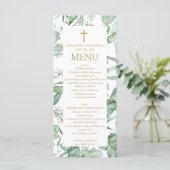 First Communion Eucalyptus leaves Menu Menükarte (Stehend Vorderseite)