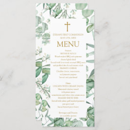 First Communion Eucalyptus leaves Menu Menükarte