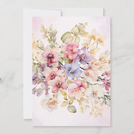 First Communion Floral Orchids Invitation Einladung (Rückseite)