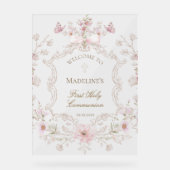 First Communion floral welcome Acrylschild (Vorderseite)