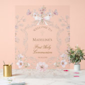 First Communion floral welcome Acrylschild (Hochzeit)