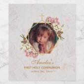 First Communion Girl Foto Orchids Gold Marbella Weinetikett (Einzelnes Label)