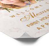 First Communion Girl Foto Pink Orchids Willkommen Poster (Ecke)