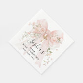 First Communion Girl Pink Bow Roses Custom Serviette (Ecke)