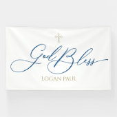 First Communion God Bless Blue banner backdrop  (Horizontal)