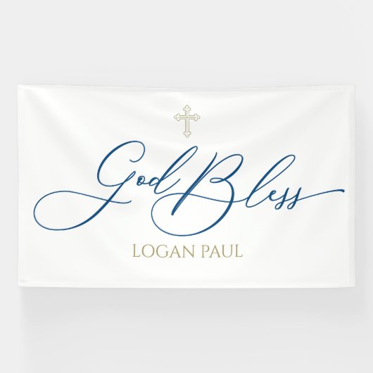 First Communion God Bless Blue banner backdrop  (Horizontal)