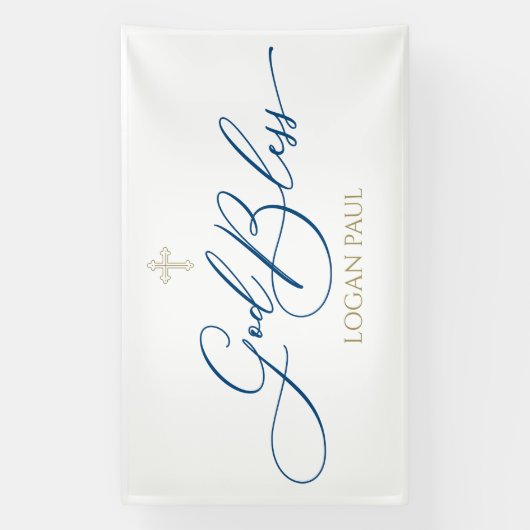 First Communion God Bless Blue banner backdrop  (Vertikal)