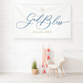 First Communion God Bless Blue banner backdrop  (Insitu)