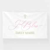 First Communion God Bless Pink banner backdrop (Horizontal)