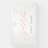 First Communion God Bless Pink banner backdrop (Vertikal)