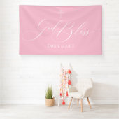 First Communion God Bless Pink banner backdrop  (Insitu)