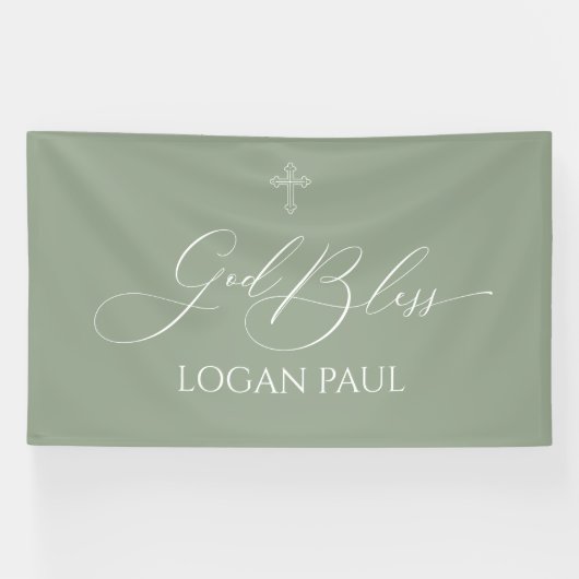 First Communion God Bless Sage banner backdrop (Horizontal)