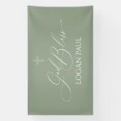 First Communion God Bless Sage banner backdrop (Vertikal)